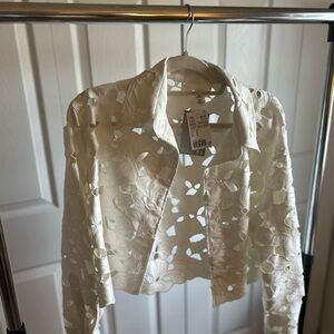 H&M White Floral Cutout Jacket